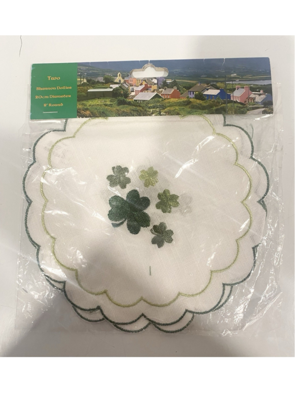 Jim & Jenny Shannon Shamrock Doilies Set of 2 Irish St Patrick’s Day 8” NIP
